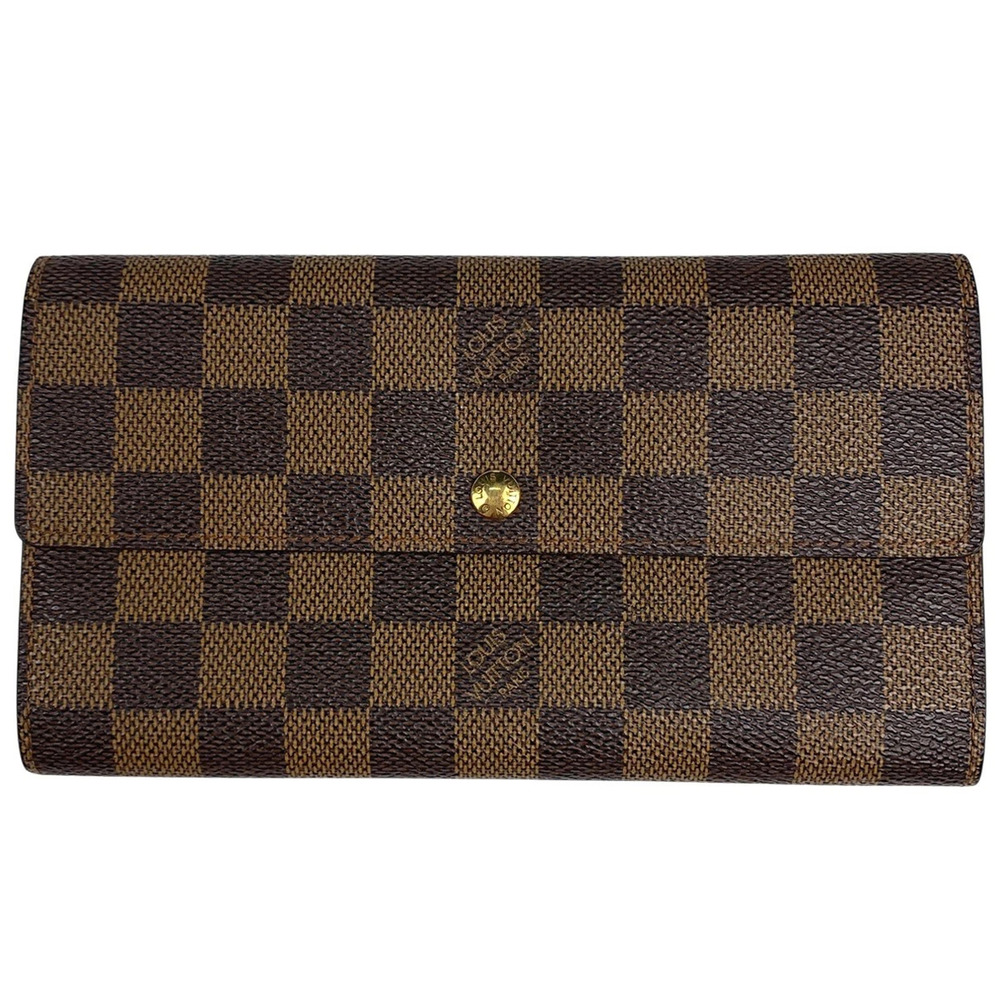 Louis Vuitton Pochette Porte Monnaie Credit Bi fold Long Wallet Damier Brown